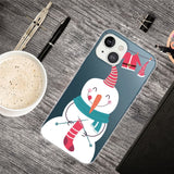 iPhone 13 Plastic Christmas Case - Knitting Snowman - Transparent