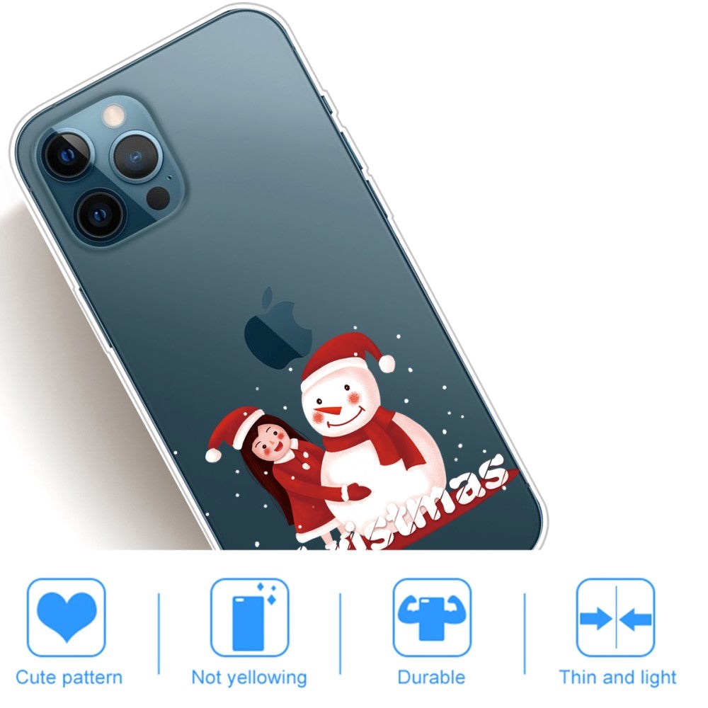 iPhone 13 Pro Flexible Plastic Christmas Case - Merry Christmas - Girl & Snowman