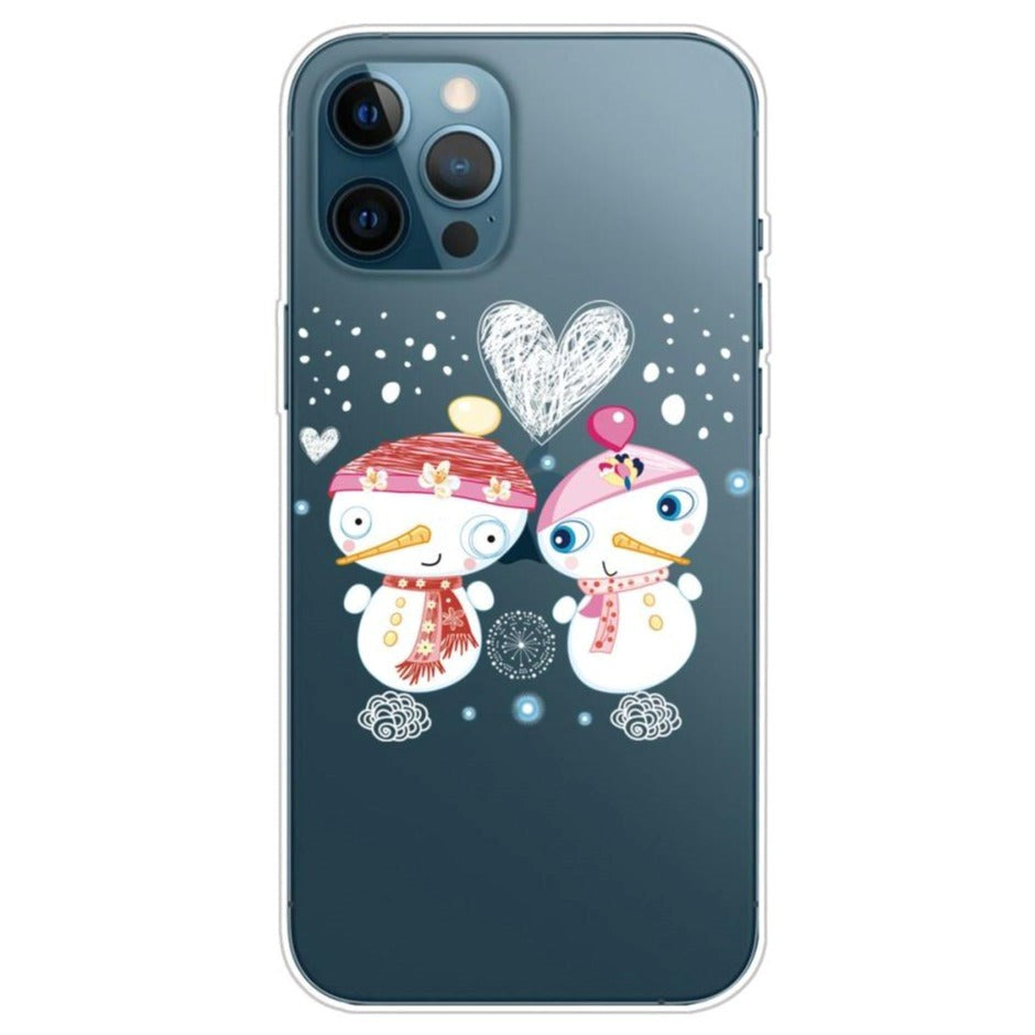 iPhone 13 Pro Flexible Plastic Christmas Case - Merry Christmas - Snowman Couple