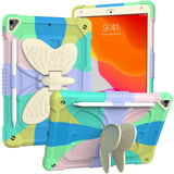 iPad 10.2" (2021/ 2020 / 2019) Kids Case - Butterfly Kickstand Case - Rainbow V2