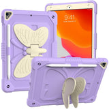 iPad 10.2" (2021/ 2020 / 2019) Kids Case - Butterfly Kickstand Case - Purple & Grey