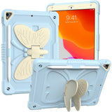 iPad 10.2" (2021/ 2020 / 2019) Kids Case - Butterfly Kickstand Case - Light Blue & Grey