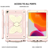 iPad 10.2" (2021/ 2020 / 2019) Kids Case - Butterfly Kickstand Case - Pink & Grey