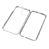 iPhone 13 Mini Magnetic Case w. Glass Back and Front - Silver