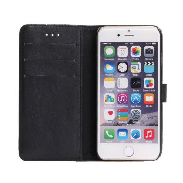 iPhone SE (2022 / 2020) / 8 / 7 Wallet Leather Case Black