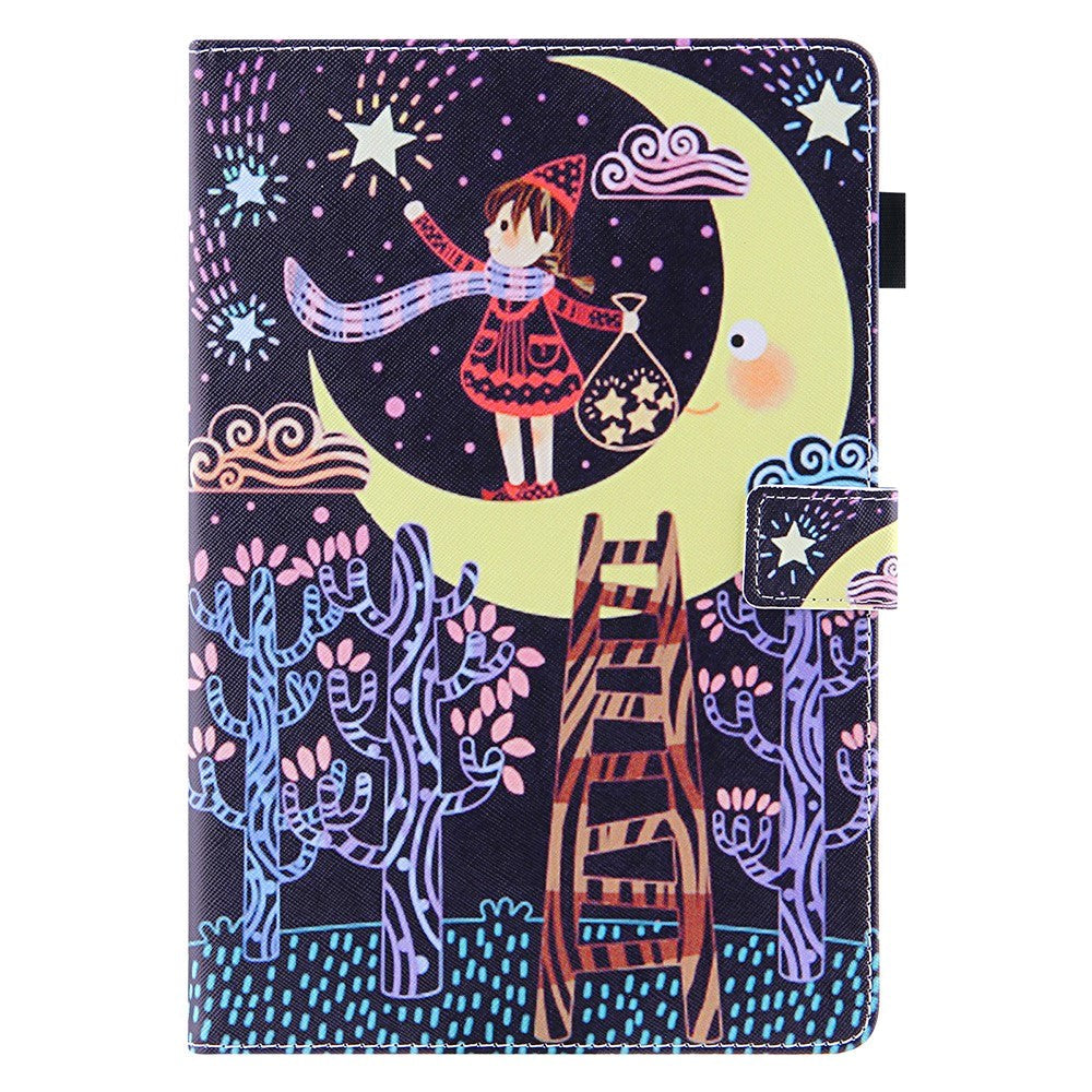 iPad Mini (2021) - Leather Wallet Case & Print - Girl on the Moon