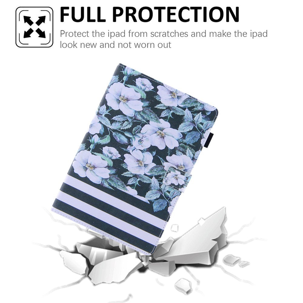 iPad Mini (2024 / 2021) - Leather Wallet Case & Print - White Flowers