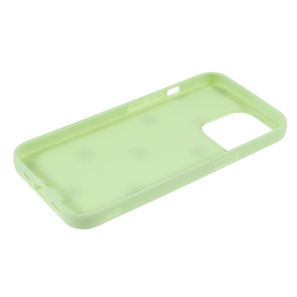 iPhone 13 Pro Flexible Plastic Back Case w. Flowers - Green