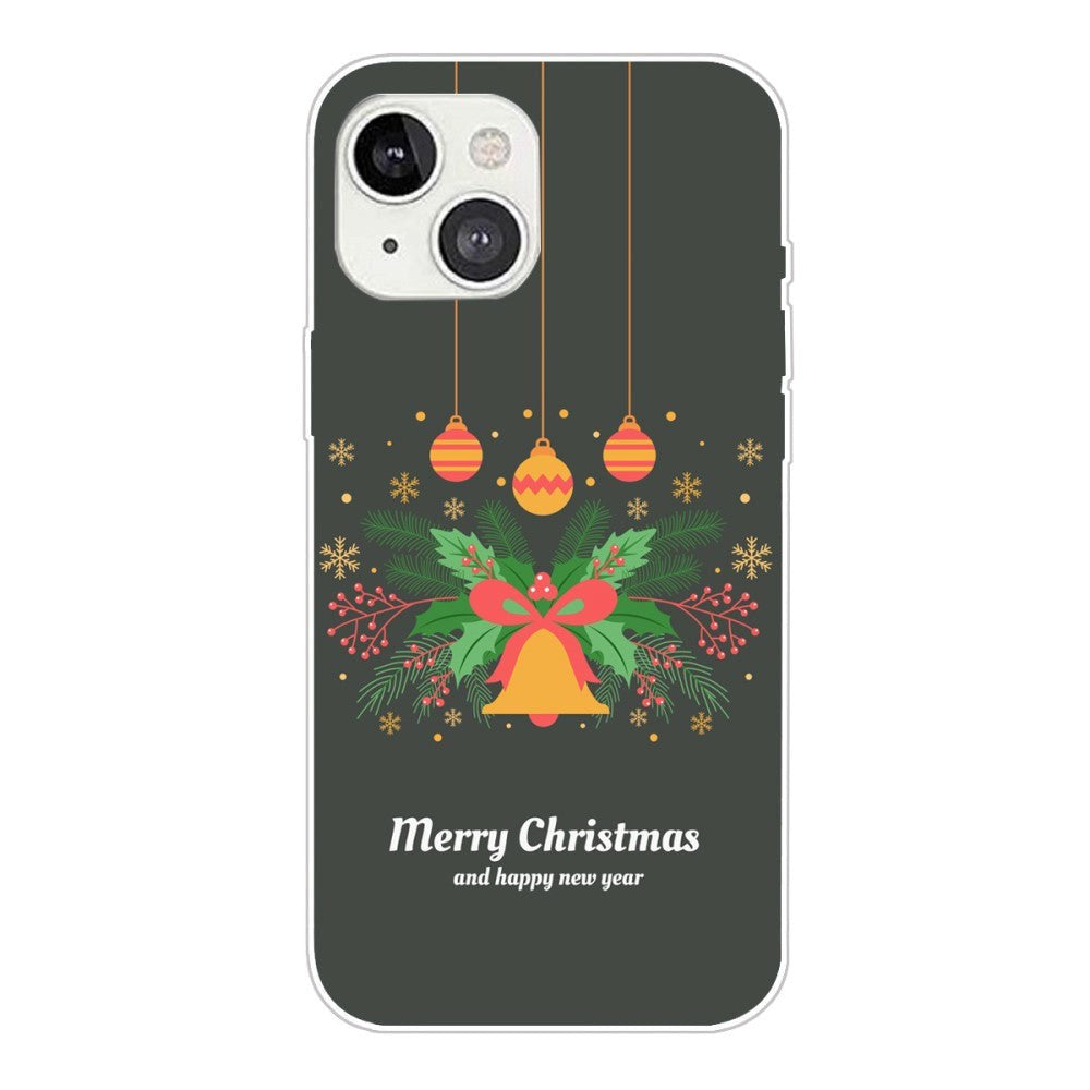 iPhone 13 Flexible Plastic Christmas Case - Merry Christmas - Christmas Wreath & Christmas Bell