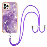 iPhone 13 Pro Marble Hybrid Case w. Adjustable Strap - Rose Purple