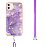 iPhone 11 Marble Hybrid Case w. Adjustable Strap - Rose Purple