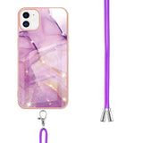 iPhone 11 Marble Hybrid Case w. Adjustable Strap - Purple