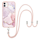 iPhone 11 Marble Hybrid Case w. Adjustable Strap - Pink