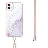 iPhone 11 Marble Hybrid Case w. Adjustable Strap - White