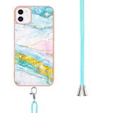 iPhone 11 Marble Hybrid Case w. Adjustable Strap - Blue