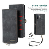 iPhone 12 / 12 Pro MEGSHI Leather Flip Case w. Magnetic Wallet - Black