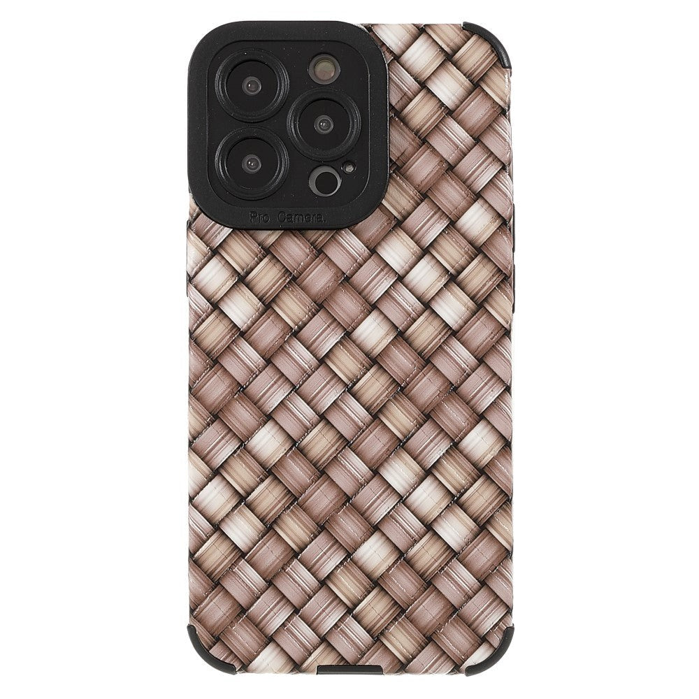 iPhone 13 Pro Max Flexible Back Case - Woven Design - Brown