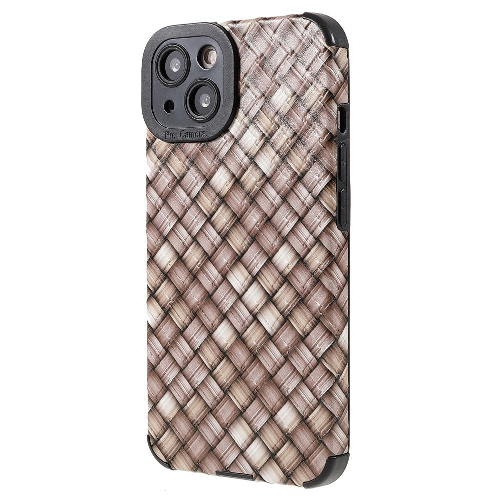 iPhone 13 Flexible Back Case - Woven Design - Brown