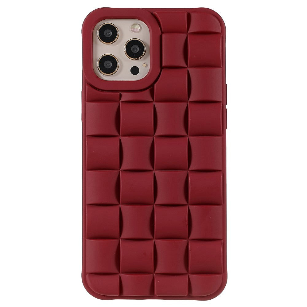 iPhone 12 Pro Max Grid Texture Silicone Case - Red