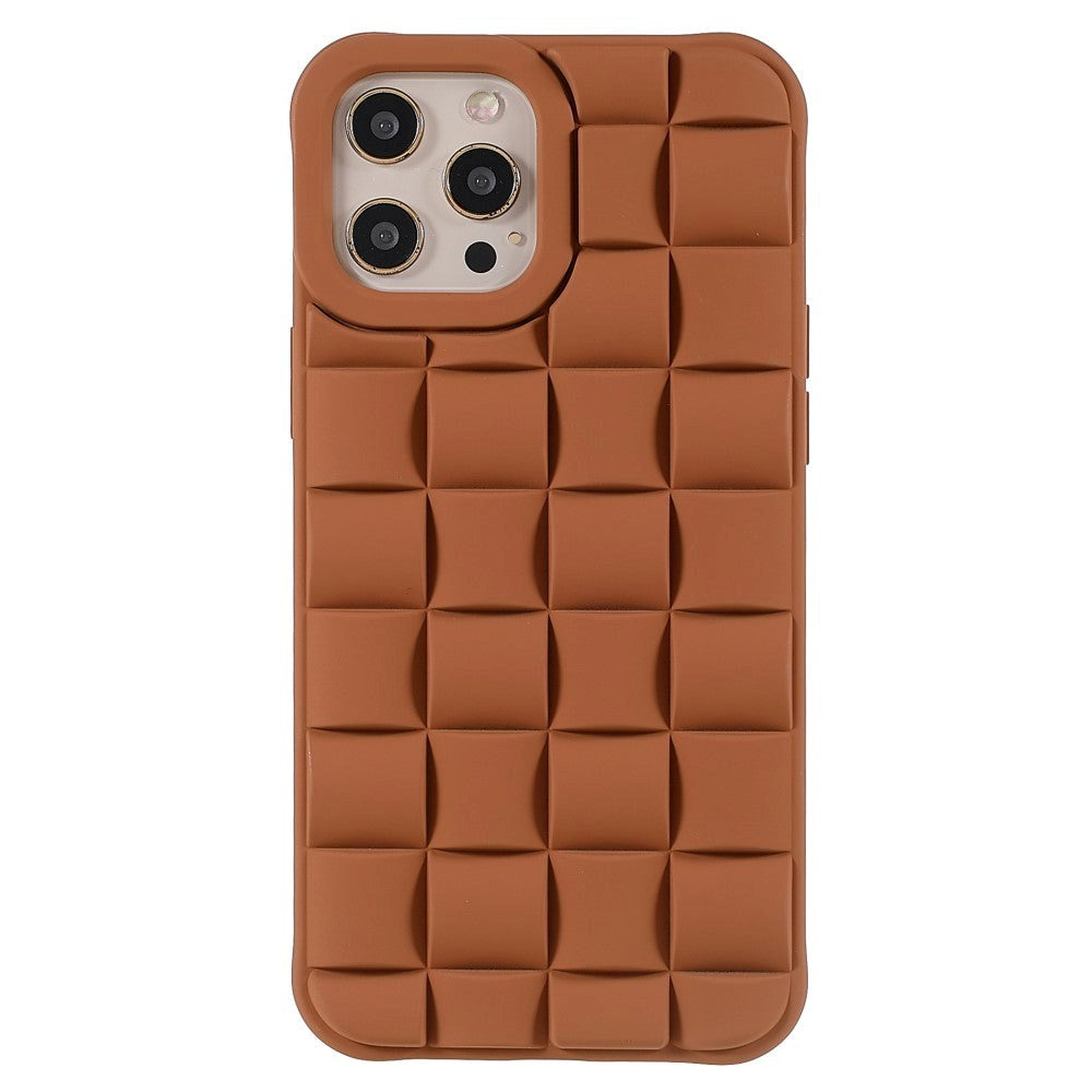 iPhone 13 Pro Grid Texture Silicone Case - Brown