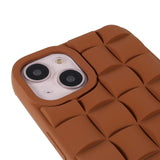 iPhone 13 Grid Texture Silicone Case - Brown