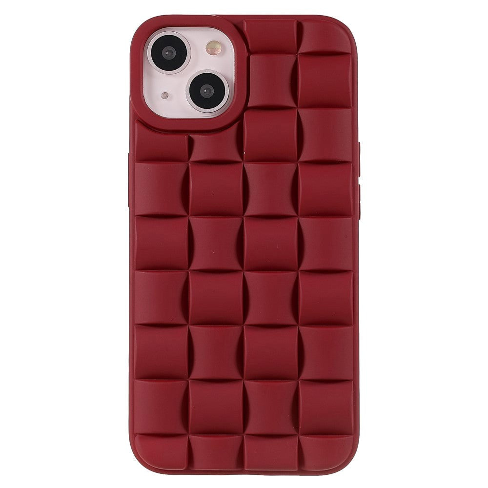 iPhone 13 Grid Texture Silicone Case - Red