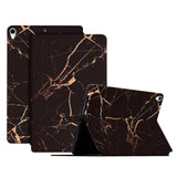 iPad Air (2019) / Pro 10.5" Tri-Fold Flip Case - Marble - Black / Gold