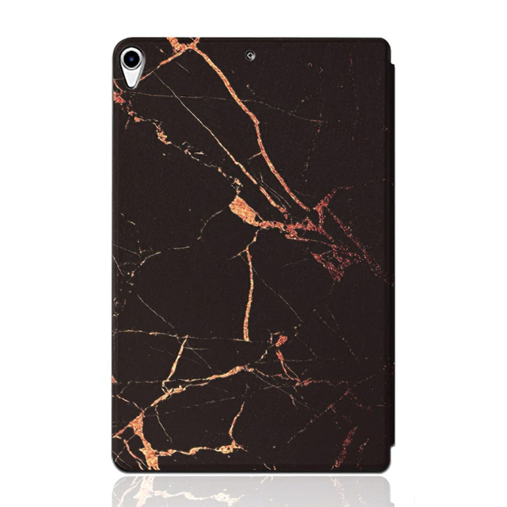 iPad Air (2019) / Pro 10.5" Tri-Fold Flip Case - Marble - Black / Gold