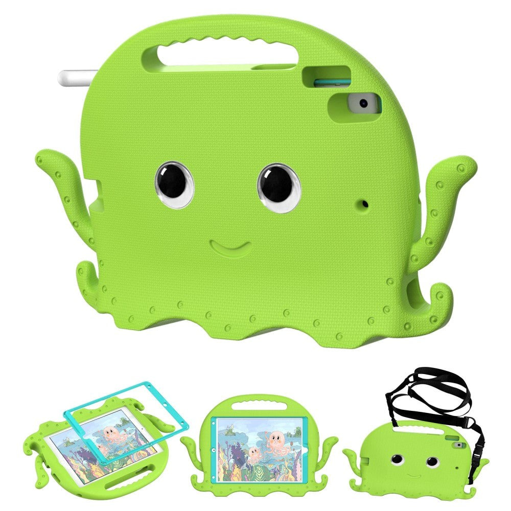 iPad 10.2" (2021 / 2020 / 2019) / iPad Pro 10.5 / iPad Air (2019) EVA Children's cover with Shoulder Strap - Octopus Theme - Green