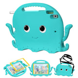 iPad 10.2" (2021 / 2020 / 2019) / iPad Pro 10.5 / iPad Air (2019) EVA Children's cover with Shoulder Strap - Octopus Theme - Turquoise