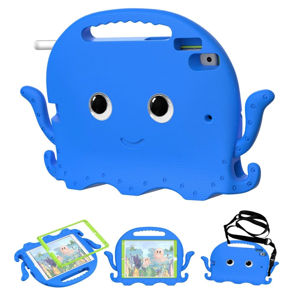 iPad 10.2" (2021 / 2020 / 2019) / iPad Pro 10.5 / iPad Air (2019) EVA Children's cover with Shoulder Strap - Octopus Theme - Blue