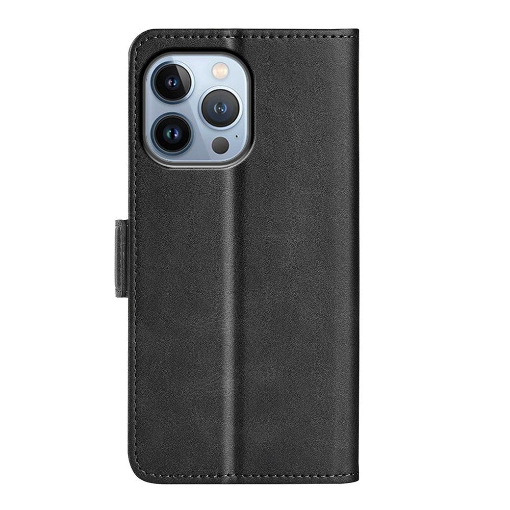 iPhone 14 Pro Leather Wallet Case & Magnetic Lock - Black