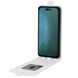 iPhone 14 Pro vertical Flip Leather Case w. Card Holder - White