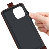 iPhone 14 Pro vertical Flip Leather Case w. Card Holder - Brown