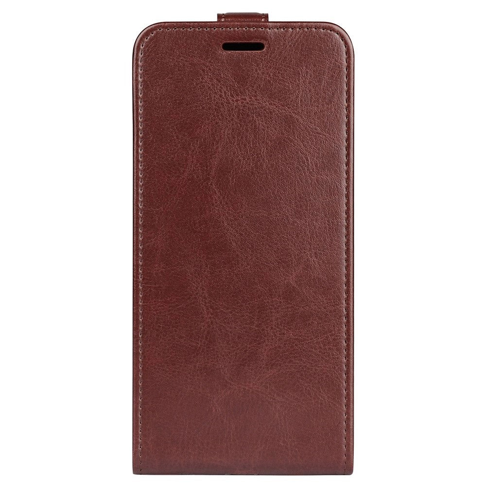 iPhone 14 Pro vertical Flip Leather Case w. Card Holder - Brown