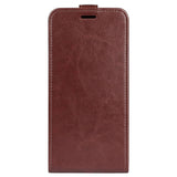 iPhone 14 Pro vertical Flip Leather Case w. Card Holder - Brown