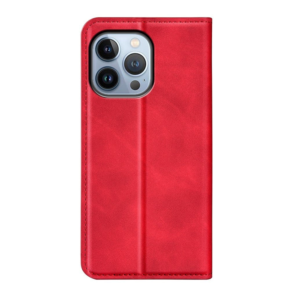 iPhone 14 Pro Leather Wallet Flip Case & Magnetic Lock - Red