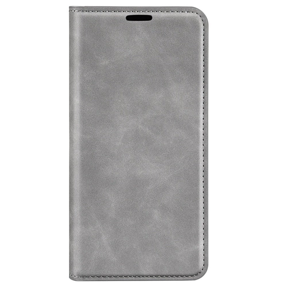 iPhone 14 Pro Leather Wallet Flip Case & Magnetic Lock - Grey