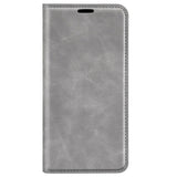 iPhone 14 Pro Leather Wallet Flip Case & Magnetic Lock - Grey