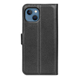 iPhone 14 PU Litchi Leather Flip Case with Wallet & Stand Function - Black