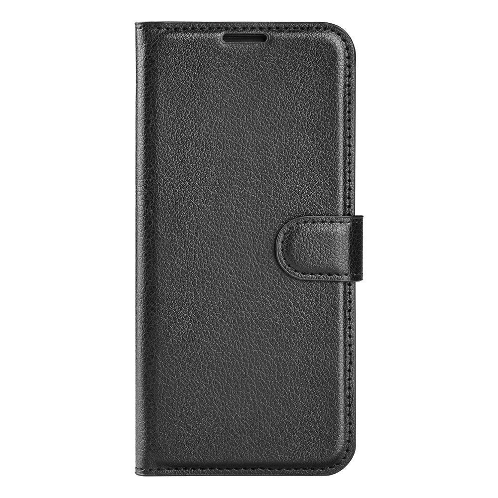 iPhone 14 PU Litchi Leather Flip Case with Wallet & Stand Function - Black