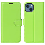 iPhone 14 PU Litchi Leather Flip Case with Wallet & Stand Function - Green