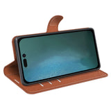 iPhone 14 PU Litchi Leather Flip Case with Wallet & Stand Function - Brown