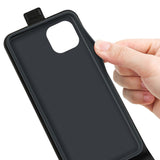 iPhone 14 Vertical Flip Leather Case w. Card Holder - Black