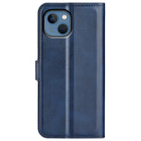 iPhone 14 Plus Leather Cover w. Card Holder & Magnetic Closure - Blue