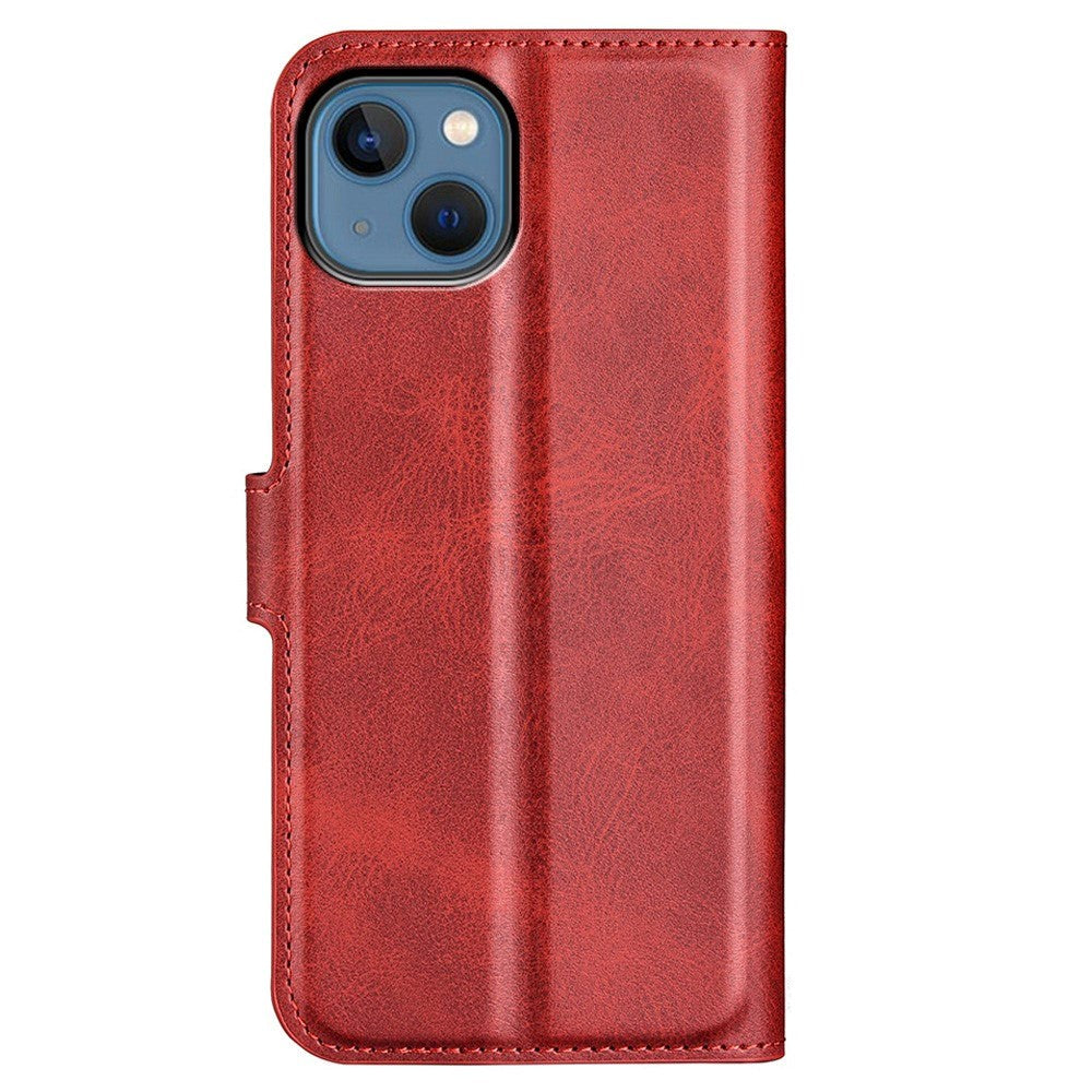 iPhone 14 Plus Leather Cover w. Card Holder & Magnetic Closure - Red