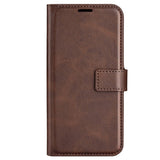 iPhone 14 Plus Leather Cover w. Card Holder & Magnetic Closure - Brown