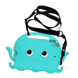 iPad (2018) / iPad (2017) / iPad Air 2 / iPad Pro 9.7" EVA Children's cover with Shoulder Strap - Octopus Theme - Turquoise