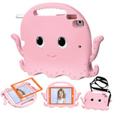 iPad (2018) / iPad (2017) / iPad Air 2 / iPad Pro 9.7" EVA Children's cover with Shoulder Strap - Octopus Theme - Light Pink