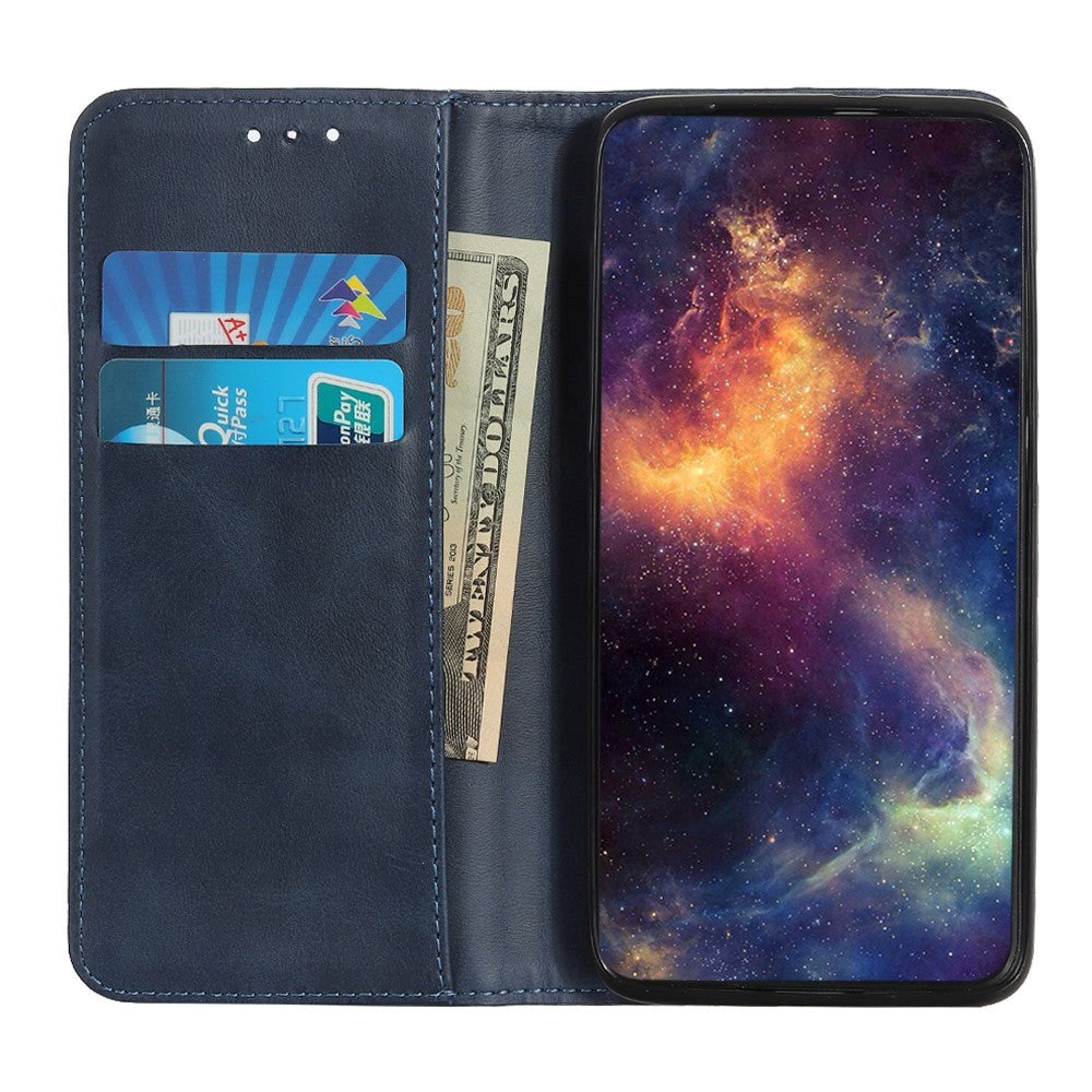 iPhone 14 Leather Wallet Case & Magnetic Lock - Blue